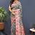 Grey banarasi silk blend saree with multi-color meenakari floral border