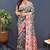 Grey banarasi silk blend saree with multi-color meenakari floral border
