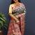 Grey banarasi silk blend saree with multi-color meenakari floral border