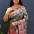Grey banarasi silk blend saree with multi-color meenakari floral border