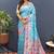 Sky blue banarasi silk blend saree with multi-color meenakari floral border