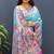 Sky blue banarasi silk blend saree with multi-color meenakari floral border