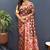 Maroon banarasi silk blend saree with multi-color meenakari floral border