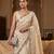 White Color Beeds Work Silk Blend Saree