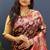Maroon banarasi silk blend saree with multi-color meenakari floral border