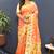 Orange banarasi silk blend saree with multi-color meenakari floral border