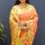 Orange banarasi silk blend saree with multi-color meenakari floral border