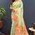Mint green banarasi silk blend saree with multi-color meenakari floral border