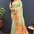 Mint green banarasi silk blend saree with multi-color meenakari floral border