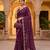 Wine Color Beeds Work Silk Blend Saree