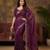 Wine Color Beeds Work Silk Blend Saree