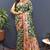 Dark green banarasi silk blend saree with multi-color meenakari floral border