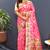 Rani pink banarasi silk blend saree with multi-color meenakari floral border