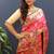 Rani pink banarasi silk blend saree with multi-color meenakari floral border