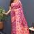 Magenta pink banarasi silk blend saree with multi-color meenakari floral border