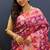 Magenta pink banarasi silk blend saree with multi-color meenakari floral border