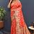Red banarasi silk blend saree with multi-color meenakari floral border