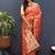 Red banarasi silk blend saree with multi-color meenakari floral border