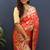 Red banarasi silk blend saree with multi-color meenakari floral border
