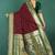 Maroon banarasi silk blend saree with zari weaving & dark green paithani border