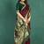 Maroon banarasi silk blend saree with zari weaving & dark green paithani border