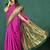 Magenta banarasi silk blend saree with zari weaving & dark green paithani border