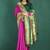 Magenta banarasi silk blend saree with zari weaving & dark green paithani border