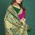 Magenta banarasi silk blend saree with zari weaving & dark green paithani border