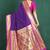 Purple banarasi silk blend saree with zari weaving & pink paithani border