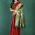 Maroon banarasi silk blend saree with zari weaving & dark green paithani border
