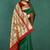 Dark green banarasi silk blend saree with zari weaving & maroon paithani border