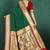 Dark green banarasi silk blend saree with zari weaving & maroon paithani border