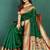 Dark green banarasi silk blend saree with zari weaving & maroon paithani border