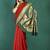 Red banarasi silk blend saree with zari weaving & dark green paithani border