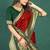 Red banarasi silk blend saree with zari weaving & dark green paithani border