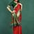 Red banarasi silk blend saree with zari weaving & dark green paithani border