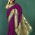 Dark purple banarasi silk blend saree with zari weaving & dark green paithani border