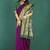 Dark purple banarasi silk blend saree with zari weaving & dark green paithani border
