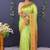 Light green banarasi silk blend saree with copper zari butti & geometric woven border