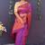 Magenta purple banarasi silk blend saree with copper zari butti & geometric woven border