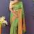 Leaf green banarasi silk blend saree with copper zari butti & geometric woven border