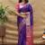 Purple banarasi silk blend saree with contrast border & rich zari weaving
