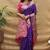 Purple banarasi silk blend saree with contrast border & rich zari weaving