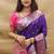 Purple banarasi silk blend saree with contrast border & rich zari weaving