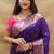 Purple banarasi silk blend saree with contrast border & rich zari weaving