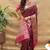 Wine banarasi silk blend saree with contrast border & rich zari weaving