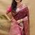 Wine banarasi silk blend saree with contrast border & rich zari weaving