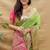 Light green banarasi silk blend saree with contrast border & rich zari weaving
