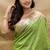 Light green banarasi silk blend saree with contrast border & rich zari weaving