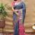 Grey banarasi silk blend saree with contrast border & rich zari weaving